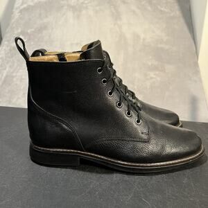 Saks Fifth Avenue Leather Boots Mens 9 M Black Leather Round Toe Lace Up Brazil